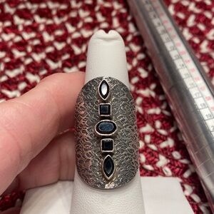 Textured Silver and Black Women's Ring